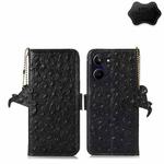 For Realme 10 Pro 5G Ostrich Pattern Genuine Leather RFID Phone Case(Black)