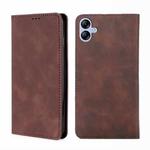 For Samsung Galaxy A04E Skin Feel Magnetic Horizontal Flip Leather Phone Case(Dark Brown)