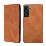 For Samsung Galaxy S23+ 5G Skin Feel Magnetic Horizontal Flip Leather Phone Case(Light Brown)
