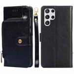 For Samsung Galaxy S23 Ultra 5G Zipper Bag Leather Phone Case(Black)