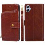 For Samsung Galaxy A04E Zipper Bag Leather Phone Case(Brown)