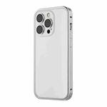 For iPhone 14 Pro Max Spring Buckle Metal Frosted Phone Case(Silver)
