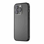 For iPhone 14 Spring Buckle Metal Frosted Phone Case(Black)