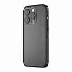 For iPhone 14 Plus Spring Buckle Metal Frosted Phone Case(Black)