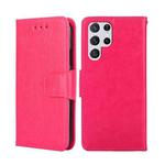 For Samsung Galaxy S23 Ultra 5G Crystal Texture Leather Phone Case(Rose Red)