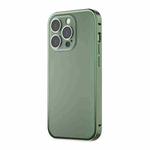 For iPhone 13 Pro Max Spring Buckle Metal Frosted Phone Case(Green)