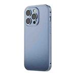 For iPhone 14 Pro Max Spring Buckle Metal Solid Color Phone Case(Blue)