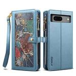 For Google Pixel 7 5G ESEBLE Star Series Lanyard Zipper Wallet RFID Leather Case(Blue)