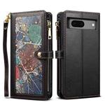 For Google Pixel 7 5G ESEBLE Star Series Lanyard Zipper Wallet RFID Leather Case(Black)