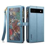 For Google Pixel 6a ESEBLE Star Series Lanyard Zipper Wallet RFID Leather Case(Blue)