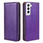 For Samsung Galaxy S23 5G Grid Texture Magnetic Flip Leather Phone Case(Purple)