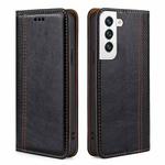 For Samsung Galaxy S23 5G Grid Texture Magnetic Flip Leather Phone Case(Black)