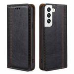 For Samsung Galaxy S23+ 5G Grid Texture Magnetic Flip Leather Phone Case(Black)