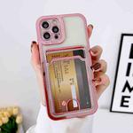 For iPhone 13 Pro Max Electroplating Frame Card Slot Phone Case(Rose)