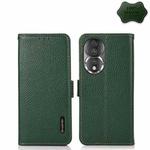 For Honor 80 Pro KHAZNEH Side-Magnetic Litchi Genuine Leather RFID Phone Case(Green)