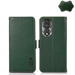 For Honor 80 KHAZNEH Side-Magnetic Litchi Genuine Leather RFID Phone Case(Green)