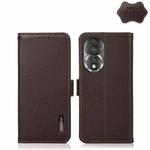 For Honor 80 KHAZNEH Side-Magnetic Litchi Genuine Leather RFID Phone Case(Brown)