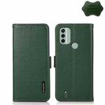 For Nokia C31 KHAZNEH Side-Magnetic Litchi Genuine Leather RFID Phone Case(Green)