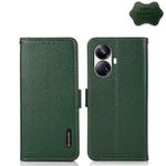 For Realme 10 Pro+ KHAZNEH Side-Magnetic Litchi Genuine Leather RFID Phone Case(Green)