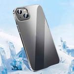 For iPhone 14 Plus Metal Key Crystal Transparent PC Phone Case(Black)
