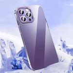 For iPhone 13 Pro Metal Key Crystal Transparent PC Phone Case(Purple)