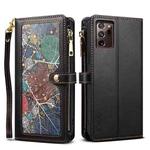 For Samsung Galaxy Note20 Ultra ESEBLE Star Series Lanyard Zipper Wallet RFID Leather Case(Black)