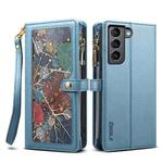 For Samsung Galaxy S22+ 5G ESEBLE Star Series Lanyard Zipper Wallet RFID Leather Case(Blue)