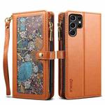 For Samsung Galaxy S22 Ultra 5G ESEBLE Star Series Lanyard Zipper Wallet RFID Leather Case(Brown)