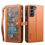 For Samsung Galaxy S22 5G ESEBLE Star Series Lanyard Zipper Wallet RFID Leather Case(Brown)