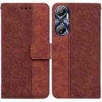 For Infinix Hot 20 Geometric Embossed Leather Phone Case(Brown)