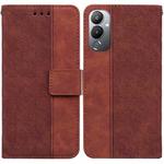 For Tecno Pova 4 Geometric Embossed Leather Phone Case(Brown)