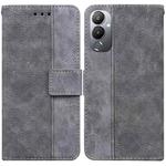 For Tecno Pova 4 Geometric Embossed Leather Phone Case(Grey)