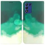 For Realme Q3S / Q3T / 9 SE / 9 5G Speed Watercolor Pattern Leather Phone Case(Cyan Green)