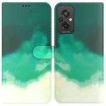 For Xiaomi Redmi 11 Prime 4G Watercolor Pattern Leather Phone Case(Cyan Green)