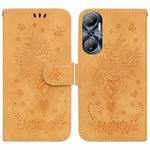 For Infinix Hot 20 Butterfly Rose Embossed Leather Phone Case(Yellow)