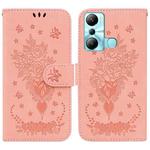 For Infinix Hot 20i Butterfly Rose Embossed Leather Phone Case(Pink)