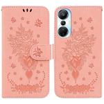 For Infinix Hot 20s Butterfly Rose Embossed Leather Phone Case(Pink)