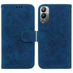 For Tecno Pova 4 Butterfly Rose Embossed Leather Phone Case(Blue)