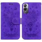 For Tecno Pova 4 Butterfly Rose Embossed Leather Phone Case(Purple)