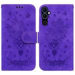 For Tecno Pova Neo 2 Butterfly Rose Embossed Leather Phone Case(Purple)