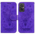 For Xiaomi Redmi 11 Prime 4G Butterfly Rose Embossed Leather Phone Case(Purple)