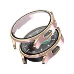 For Samsung Galaxy Watch 4 40 / 44mm Electroplating Two-color PC+Tempered Film Watch Protective Case(Pink+Rose Gold)