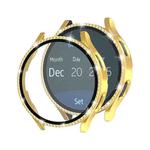 For Samsung Galaxy Watch4 40mm Single Row Diamond Electroplated PC+Tempered Film Watch Case(Gold)