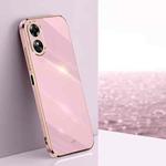 For OPPO A17 XINLI Straight 6D Plating Gold Edge TPU Phone Case(Cherry Purple)