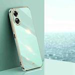 For OPPO A17 XINLI Straight 6D Plating Gold Edge TPU Phone Case(Mint Green)
