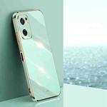 For OPPO Reno7 SE XINLI Straight 6D Plating Gold Edge TPU Phone Case(Mint Green)