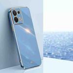 For OPPO Reno8 XINLI Straight 6D Plating Gold Edge TPU Phone Case(Celestial Blue)