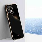 For OPPO Reno8 Pro XINLI Straight 6D Plating Gold Edge TPU Phone Case(Black)
