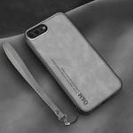 For iPhone 7 Plus / 8 Plus Lamba Skin Feel Leather Back Phone Case with Strap(Space Grey)
