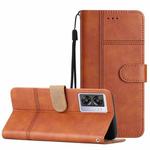 For OPPO A77 5G Business Style Cowhide Texture Leather Phone Case(Brown)